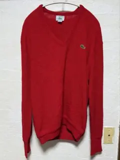 【USA製 70s〜80s】IZOD LACOSTE 赤ニットビンテージL