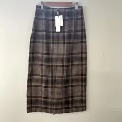 フェンネルFENNEL チェック柄タイトスカート 38 ヤマダヤ　ダークブラウン