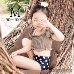 ベビー水着 キッズ セパレート ビキニ 3点セット ドット柄 オフショルダー