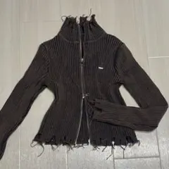 グランジ系 y2k ダブルジップニット