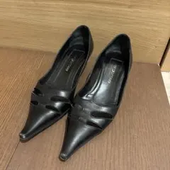 セルジオロッシ パンプス 36 23cm 黒 ポインテッドトゥ カッティング