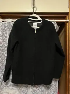 黒 ボア風 ジップアップジャケット