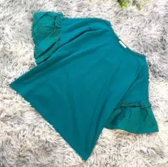 earth music&ecology【M】春色 ブラウス フリル袖 ターコイズ