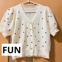 FUN アイボリー ハート柄 パフスリーブ サマーニットのサムネイル