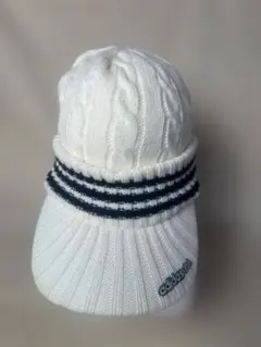 adidas ケーブル編み ニット帽 ホワイト