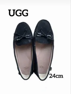 UGG 黒 モカシン スエード リボン　24cm