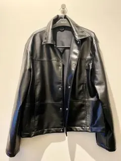 【美品】ZARA フェイクレザージャケット ブラック