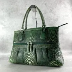 マルウ TOKYO HANDBAG リザード がま口 ハンドバッグ グリーン - メルカリ