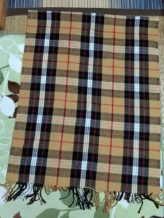 WEGOチェック柄ベージュマフラー フリンジ付き