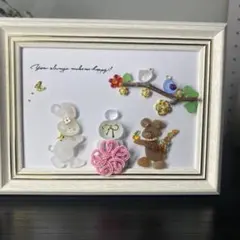 シーグラスアート　うさぎさんとねずみちゃんの新年を迎える準備中