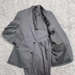 極美品　コムサイズム　セットアップ　スーツ　グレー　ストライプ　XS