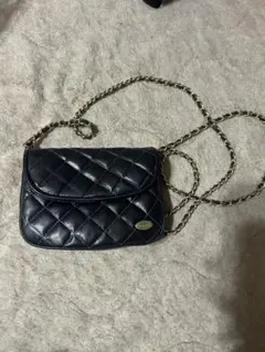 黒色 キルティング チェーンショルダーバッグ