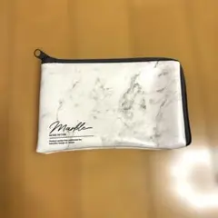 大理石柄 ポーチ PUオープンポーチ L字ファスナー