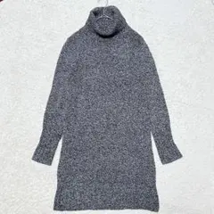 長袖ニットワンピース　タートルネックシンプル　グレー系