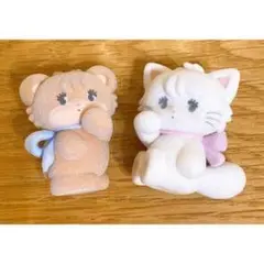 クマとネコのキャラクター人形