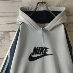 希少サイズ☆ナイキ 刺繍センターロゴ 変則ライン パーカー XL～3L相当