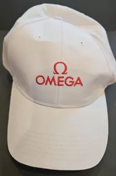 Omega キャップ 帽子　ホワイトレッド　メンズ　ビッグロゴ