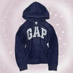 ★GAP ギャップ★短丈 パーカー 星柄 ネイビー 青ドット y2k 平成ギャル