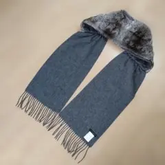 【UNITED ARROWS】ラビットファー付きグレーウール✕カシミヤマフラーのサムネイル