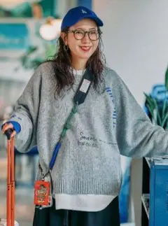 【新品】ニコアンド☆[be with M]Misayo配色プルオーバー　グレー