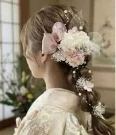 ヘッドパーツ❤︎成人式髪飾り 振袖 和装 ✿くすみピンク✿