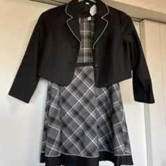 フォーマルセット 黒ジャケット チェックワンピース 120