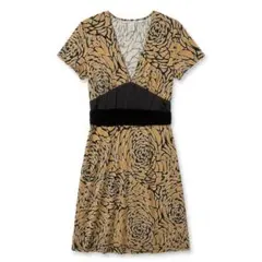 DIANE DVF レトロ 総柄 シルク ワンピース キャメルのサムネイル