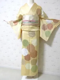 D671 訪問着　総刺繍　雪輪　萩　一つ紋　正絹着物　袷　しつけ付き未使用極美品 000000008988_GWITULW.jpg