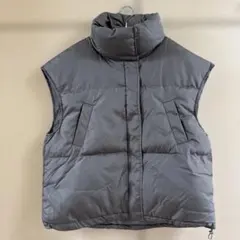 グレー ダウンオーバーサイズベスト スタンドカラー