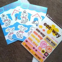 WAONシール 2枚 & one way ステッカー 1枚セット