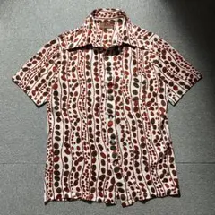 70s USA ヴィンテージ シアーズ サイケ 総柄 ポリエステル シャツ レア