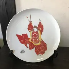 美品　深川製磁　飾り絵皿　金彩　蛇　華やかな染付絵柄　　直径26×高2.5cm