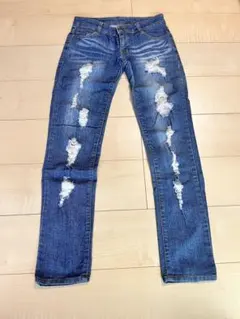 神戸レタス　ダメージ　デニム　ブルー　S