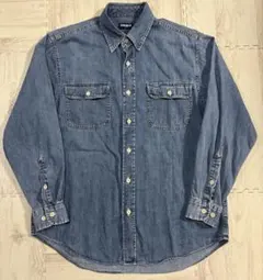 90s ビンテージ オールド ユニクロ デニム 長袖 シャツ L 紺タグ 美品