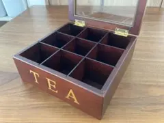 【アンティーク風】紅茶/ティーバッグ収納ボックス 木製 9仕切り