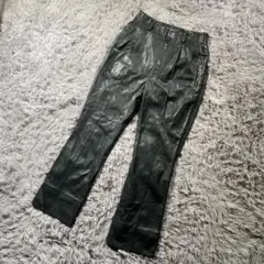 MURRAL フェイクレザー フレアパンツ センターシーム モード グリーン