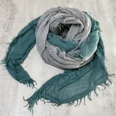 新品 訳あり ブルー × グレー グラデーション 薄手 大判 春 ストール