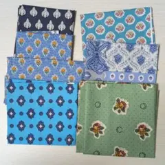 ソレイアード 青・グリーン系　ハギレ7点セット