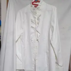 フリル付きホワイト長袖シャツ フォーマル