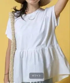 【新品タグ付】Banana Republic スーピマ ペプラムTシャツホワイトのサムネイル