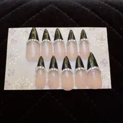 ネイルチップ ハンドメイド 韓国風 ギャルネイル フレンチガーリー