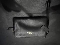 COACH ブラック レザー ポーチ