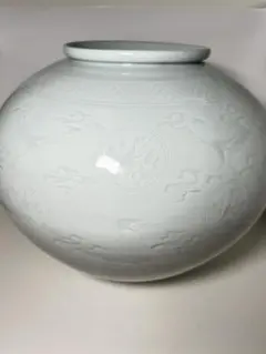 韓国 人間国宝 大作 柳海剛 ユ・ヘガン/柳根瀅　40cm 青白磁大壺