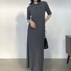 新品　U.S. POLO ASSN. グレー 半袖ロングワンピース Mサイズ