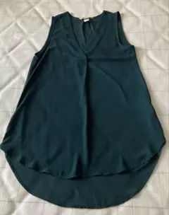 H&M ダークグリーン Vネック ノースリーブ チュニック