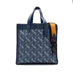 【正規品】コーチ 2way トートバッグ 馬車 総柄 レザー PVC ブルー