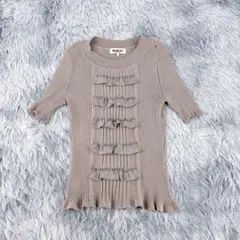 《HIROKO BIS》ヒロコビス　トップス　ニット　半袖　フリル　リブ編みのサムネイル