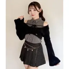 NOMAE シャツレイヤードシャギーニット