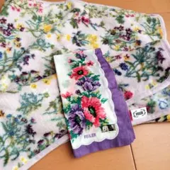 ★フェイラー／FEILER★ シェニール織り 膝掛け 【オマケ付き】 ☆フェイラー/FEILER☆ 膝掛け 花柄シェニール織 グレー ブランケット