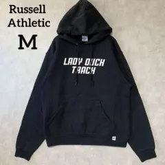 ラッセル(M)パーカー ブラック カレッジスポーツロゴロゴ フーディースウェット